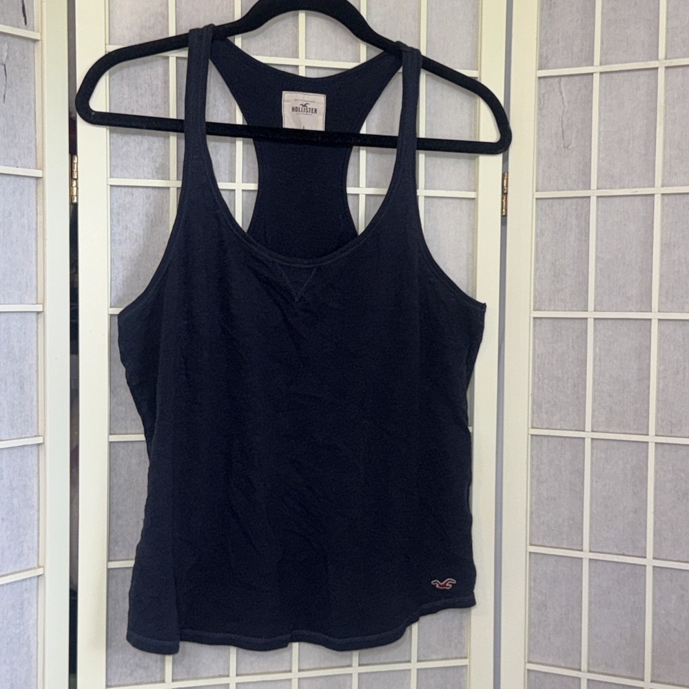 Vintage Y2K Hollister Coquette Top Navy Blue Iconic Racerback Babydoll Tank Larg